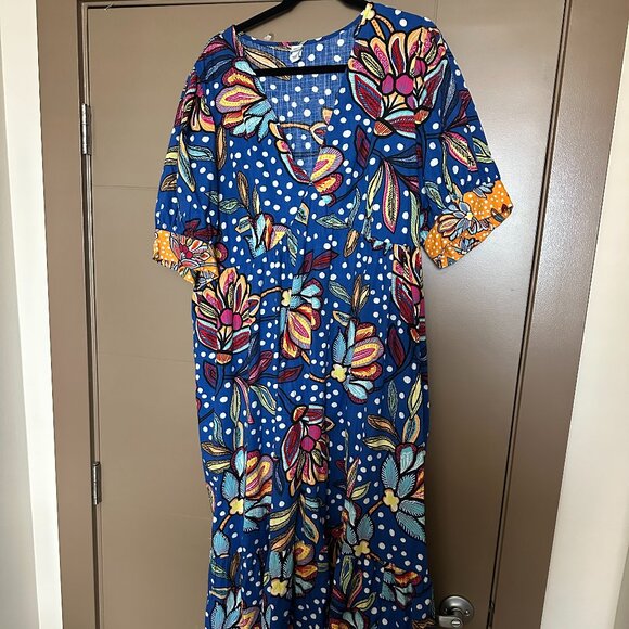 Tabitha Brown for Target Elegant Floral Maxi Dress in Blue 16W/18W - Picture 1 of 5